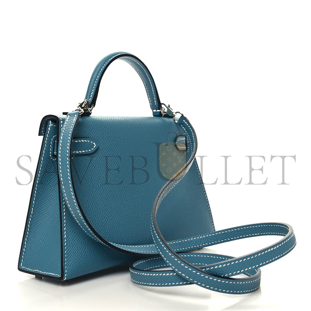 HERMÈS EPSOM MINI KELLY II NEW BLUE JEAN (19*12*5.5cm)
